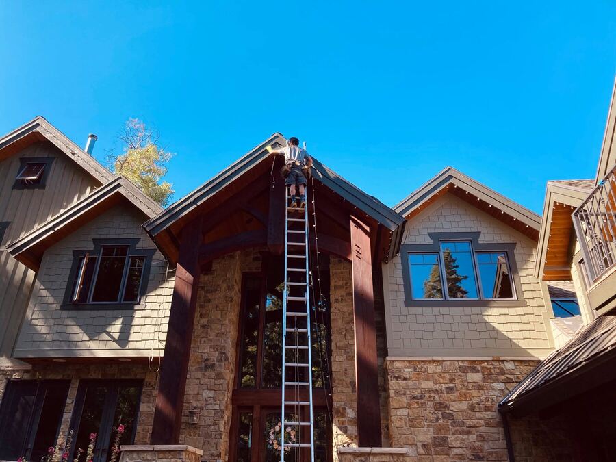 Ryan setting a roofline by hand